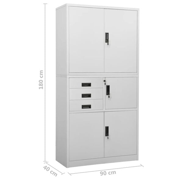 vidaXL Office Cabinet Light Grey 90x40x180 cm Steel