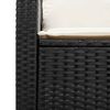 vidaXL Garden Sofa 3-Seater with Cushions&Table Black Poly Rattan