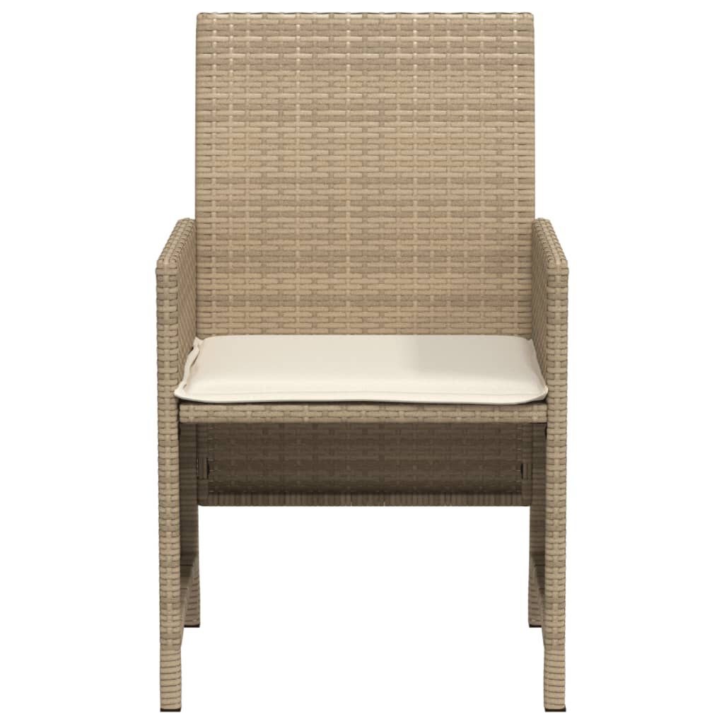 vidaXL 3 Piece Bistro Set with Cushions Beige Poly Rattan