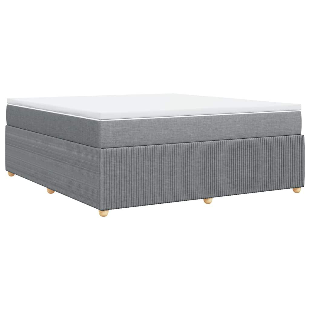 vidaXL Box Spring Bed with Mattress Light Grey California King Fabric