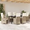 vidaXL Garden Dining Set with Cushion 7 pcs Beige Poly Rattan
