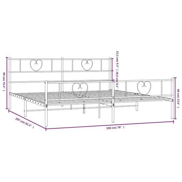 vidaXL Metal Bed Frame without Mattress with Footboard Black 193x203cm