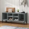 vidaXL Shoe Rack with Metal Legs Grey 106x35x45 cm Solid Wood OSLO