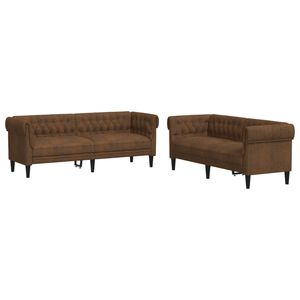 vidaXL 2 Piece Sofa Set Brown Fabric