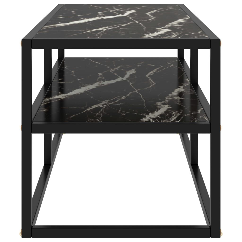 vidaXL TV Cabinet Black with Black Marble Glass 100x40x40 cm
