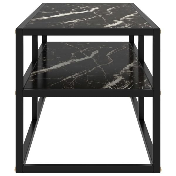 vidaXL TV Cabinet Black with Black Marble Glass 100x40x40 cm