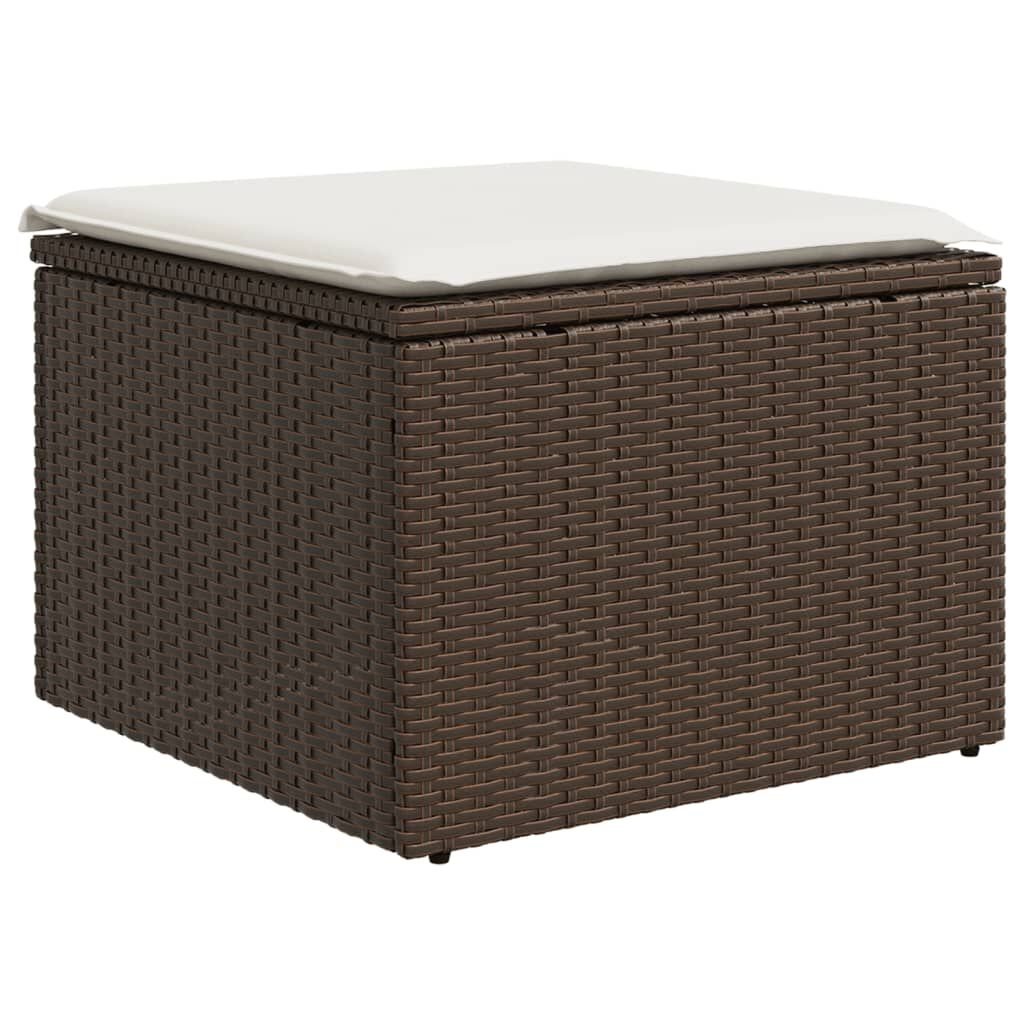 vidaXL Garden Stool with Cushion Brown 55x55x37 cm Poly Rattan