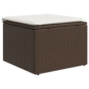 vidaXL Garden Stool with Cushion Brown 55x55x37 cm Poly Rattan