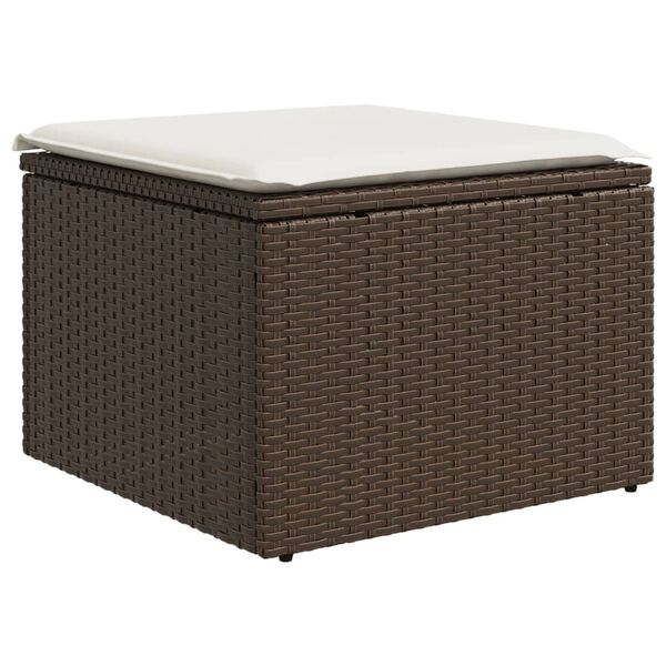 vidaXL Garden Stool with Cushion Brown 55x55x37 cm Poly Rattan