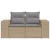 vidaXL Garden Sofa with Cushions 2-Seater Beige Poly Rattan
