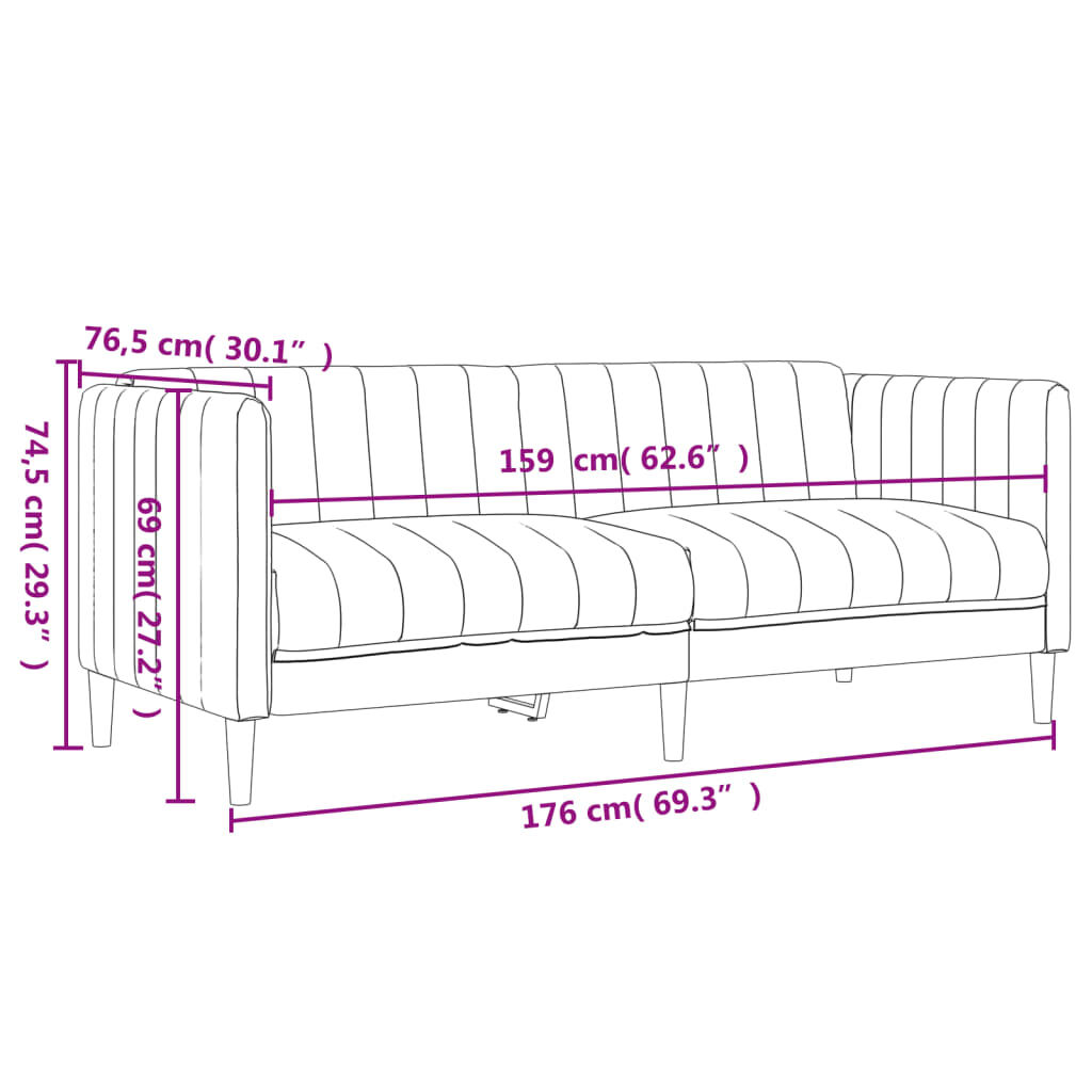 vidaXL 2 Piece Sofa Set Black Fabric