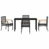 vidaXL Garden Dining Set with Cushion 5 pcs Black Rattan