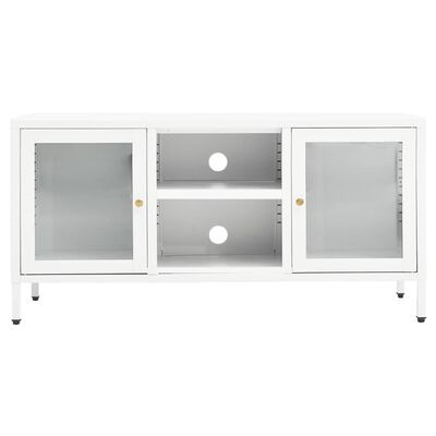 vidaXL TV Cabinet White 105x35x52 cm Steel and Glass