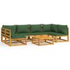 vidaXL 7 Piece Garden Lounge Set with Green Cushions Solid Wood