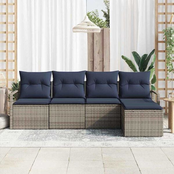 vidaXL Garden Sofa Set 5 pcs Grey Poly rattan
