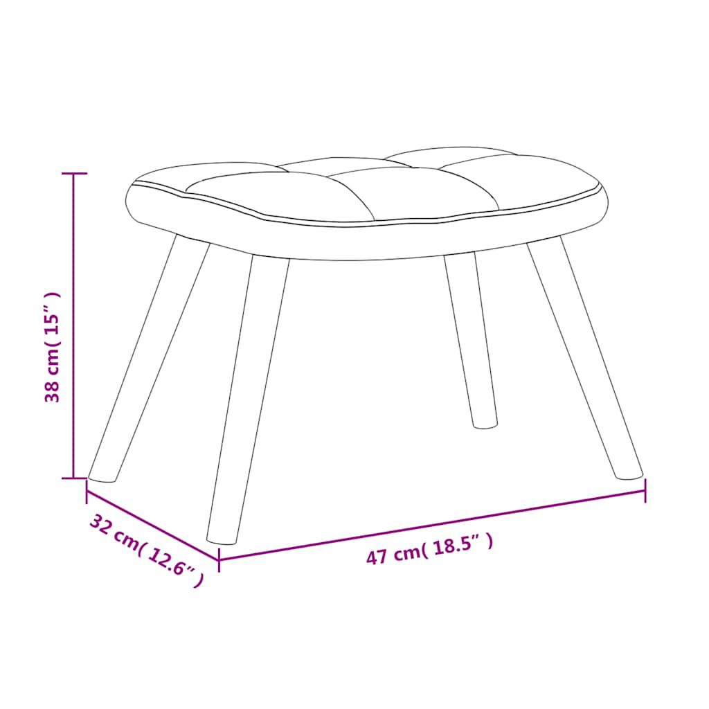 vidaXL Relaxing Chair with a Stool Cream White Velvet