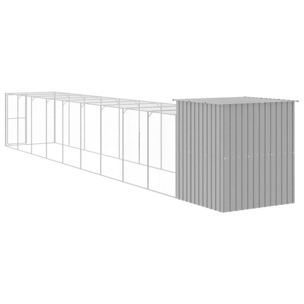 vidaXL Chicken Cage with Run Light Grey 165x1067x181 cm Galvanised Steel
