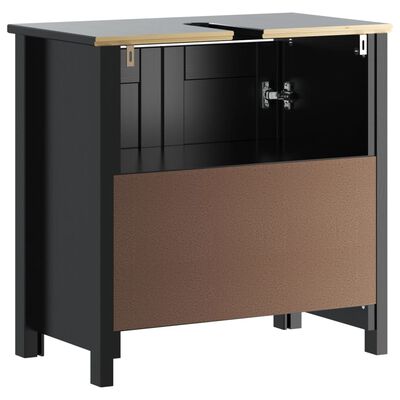 vidaXL Bathroom Sink Cabinet BERG Black 60x34x59 cm Solid Wood Pine