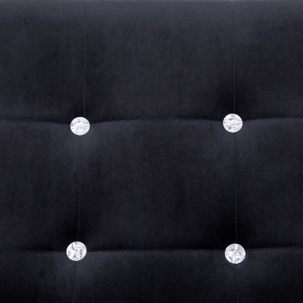 vidaXL 2-Seater Sofa with Armrests Black Chrome and Velvet