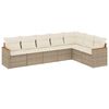 vidaXL 7 Piece Garden Sofa Set with Cushions Beige Poly Rattan