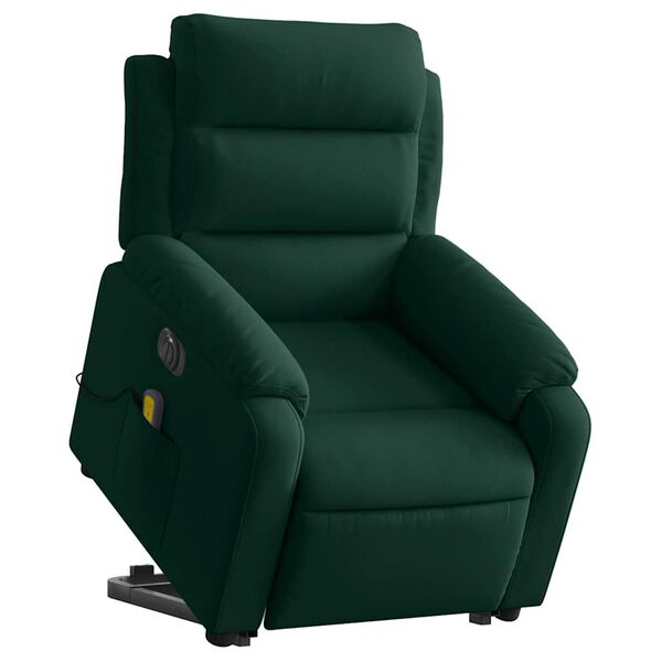 vidaXL Electric Stand up Massage Recliner Chair Dark Green Velvet