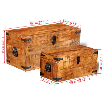 vidaXL Storage Chest Set 2 Pieces Rough Mango Wood