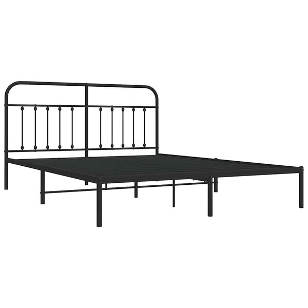 vidaXL Metal Bed Frame without Mattress with Headboard Black 183x213cm