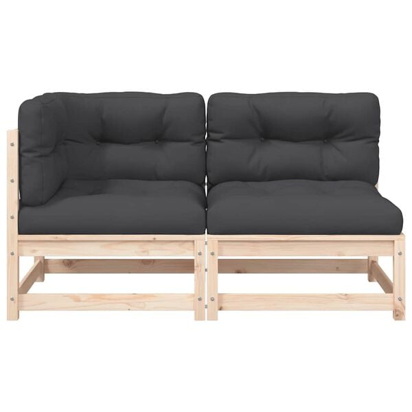 vidaXL Garden Sofa with Cushions 2-Seater Solid Wood Pine