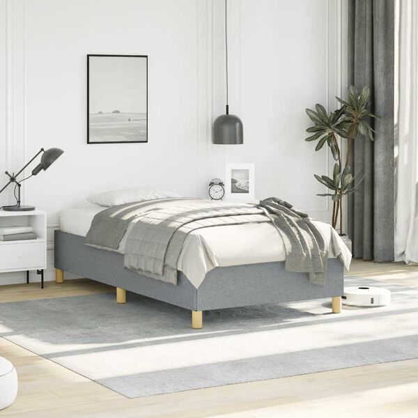 vidaXL Bed Frame without Mattress Light Grey 100x190 cm Twin Fabric