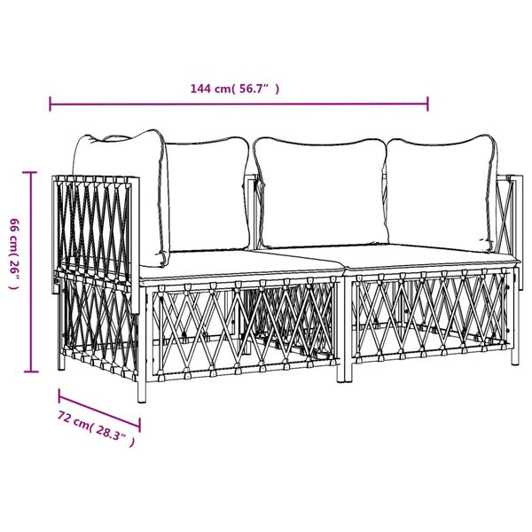 vidaXL 2 Piece Garden Lounge Set with Cushions Anthracite Steel