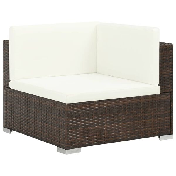vidaXL 8 Piece Garden Lounge Set with Cushions Poly Rattan Brown