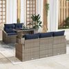 vidaXL Garden Sofa Set 6 pcs Grey and Navy Blue Poly Rattan