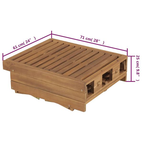 vidaXL Folding Sun Lounger with Cushion Solid Acacia Wood