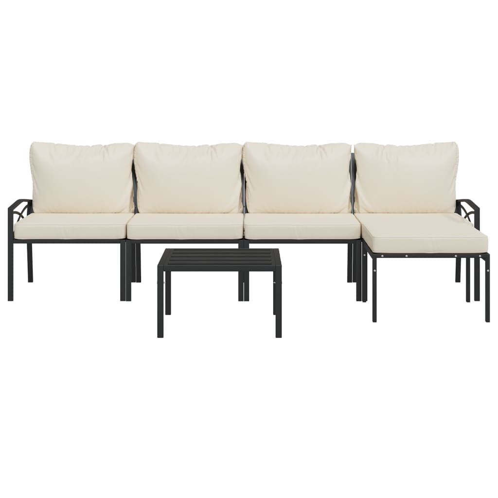 vidaXL 6 Piece Garden Lounge Set with Sand Cushions Steel
