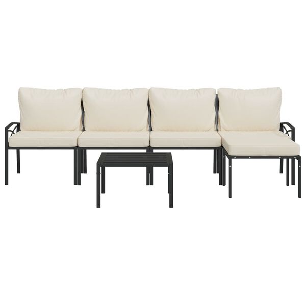 vidaXL 6 Piece Garden Lounge Set with Sand Cushions Steel