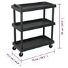 vidaXL 3-Tier Workshop Tool Trolley Black 75x37.5x92 cm PP