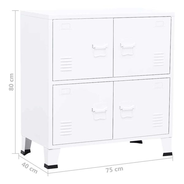 vidaXL Industrial Storage Chest White 75x40x80 cm Steel