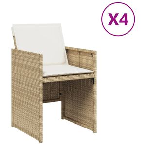 vidaXL Garden Chairs with Cushions 4 pcs Beige Poly Rattan