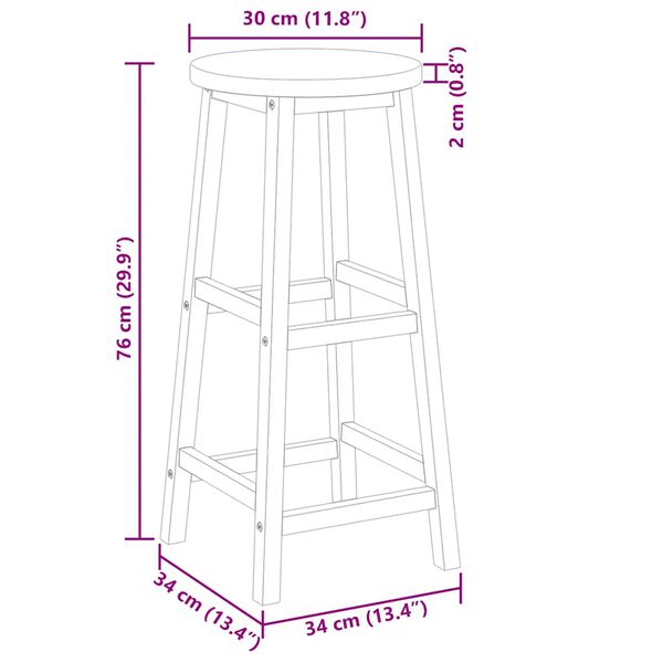 vidaXL Bar Chairs 2 pcs Solid Acacia Wood