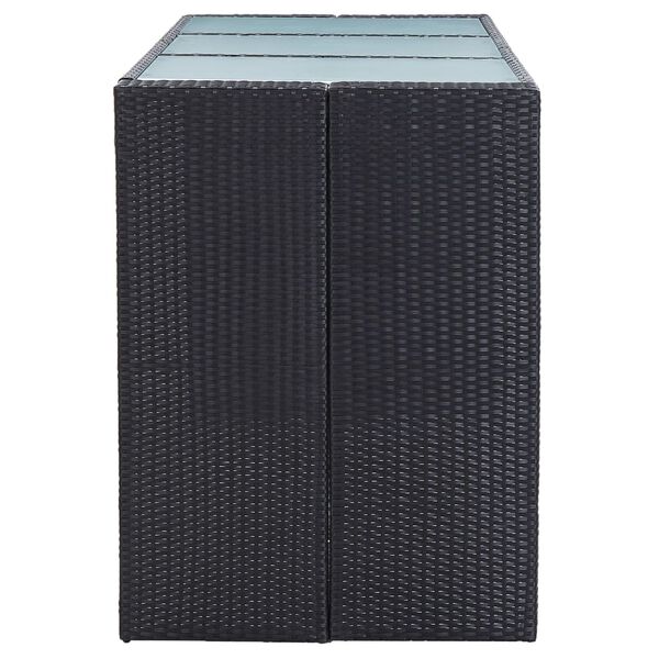 vidaXL 7 Piece Garden Bar Set with Cushions Poly Rattan Black