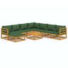 vidaXL 9 Piece Garden Lounge Set with Green Cushions Solid Wood