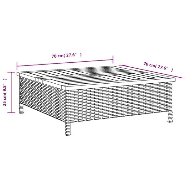 vidaXL Parasol Base Cover Black 70x70x25 cm Poly Rattan and Acacia