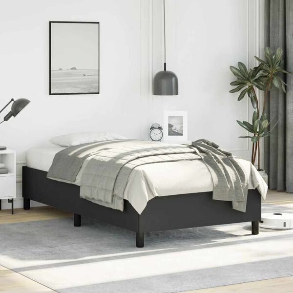 vidaXL Bed Frame without Mattress Black 100x190 cm Twin Faux Leather