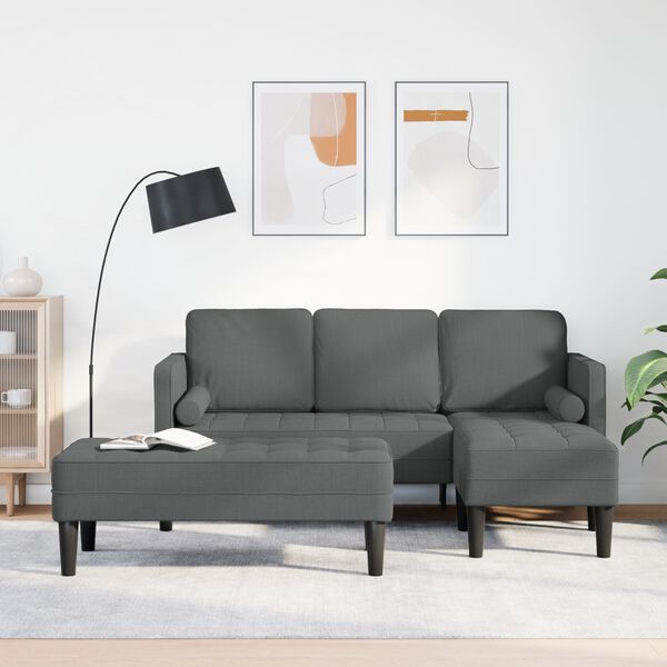 vidaXL Sofa Set 2 pcs Dark grey 173 x 131 x 67 cm Fabric