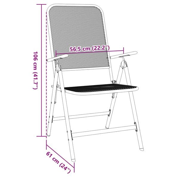 vidaXL Folding Garden Chairs 2 pcs Expanded Metal Mesh Anthracite