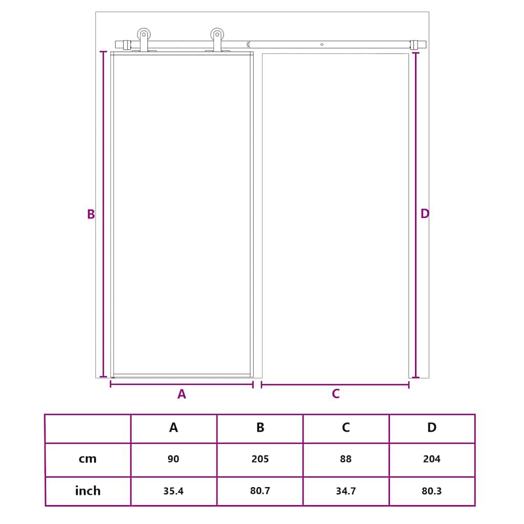 vidaXL Sliding Door ESG Glass and Aluminium 90x205 cm Black
