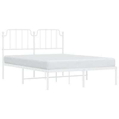 vidaXL Metal Bed Frame without Mattress with Headboard White 150x200 cm King Size