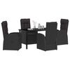 vidaXL Garden Dining Set with Cushion 5 pcs Black Poly Rattan