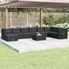 vidaXL 9 Piece Garden Lounge Set with Cushions Black Poly Rattan