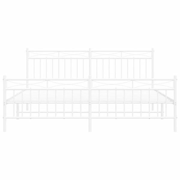 vidaXL Metal Bed Frame without Mattress with Footboard White 183x213cm